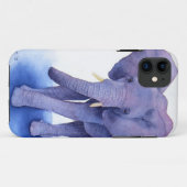 Coques Case-Mate iPhone art pourpre d'aquarelle d'éléphant sur les (Dos (Horizontal))