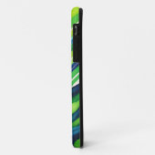Coques Case-Mate iPhone Art rayures vert néon et bleu foncé (Dos/Gauche)