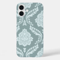 Art Rococo Damassé I Bleu Canard Œuf+Turquoise