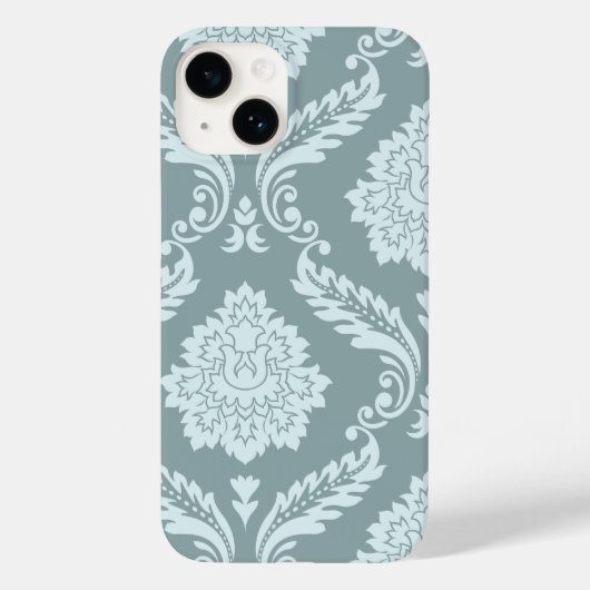 Coques Case-Mate iPhone Art Rococo Damassé I Bleu Canard+Turquoise (Verso)