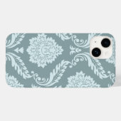 Coques Case-Mate iPhone Art Rococo Damassé I Bleu Canard+Turquoise (Verso (horizontal))