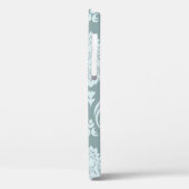 Coques Case-Mate iPhone Art Rococo Damassé I Bleu Canard+Turquoise (Verso / Gauche)