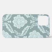 Coques Case-Mate iPhone Art Rococo Damassé I Bleu Canard+Turquoise (Verso (horizontal))