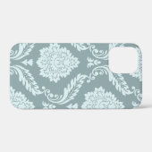Coques Case-Mate iPhone Art Rococo Damassé I Bleu Canard+Turquoise (Verso (horizontal))