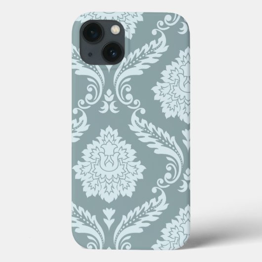 Coques Case-Mate iPhone Art Rococo Damassé I Bleu Canard+Turquoise (Verso)