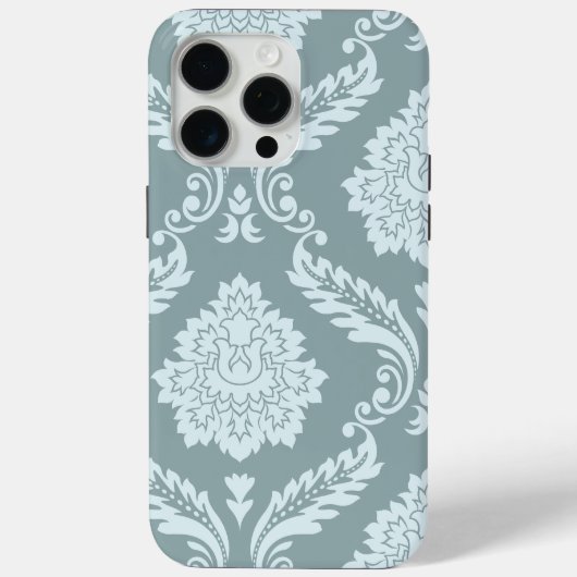 Coques Case-Mate iPhone Art Rococo Damassé I Bleu Canard+Turquoise (Verso)