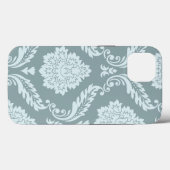 Coques Case-Mate iPhone Art Rococo Damassé I Bleu Canard+Turquoise (Verso (horizontal))