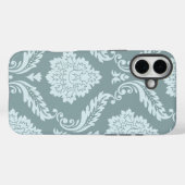 Coques Case-Mate iPhone Art Rococo Damassé I Bleu de Canard + Turquoise (Verso (horizontal))