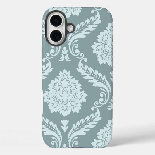 Coques Case-Mate iPhone Art Rococo Damassé I Bleu de Canard + Turquoise (Verso)
