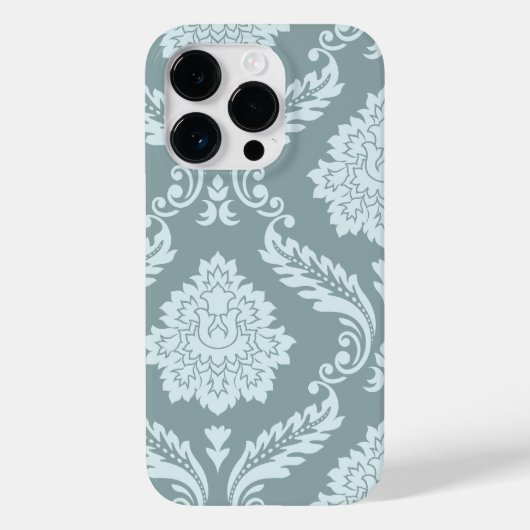 Coques Case-Mate iPhone Art Rococo Damassé I Bleu de Canard+Turquoise (Verso)