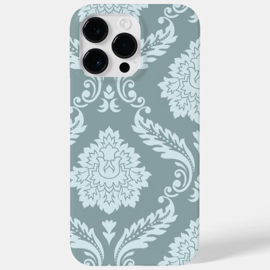 Coques Case-Mate iPhone Art Rococo Damassé I Bleu de Canard+Turquoise (Verso)