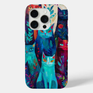 Coque iPhone 15 Pro Art vintage de Van Gogh – Chats abstraits parmi le