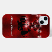 Coques Case-Mate iPhone Artdeco de Noël avec chat noir (Verso (horizontal))