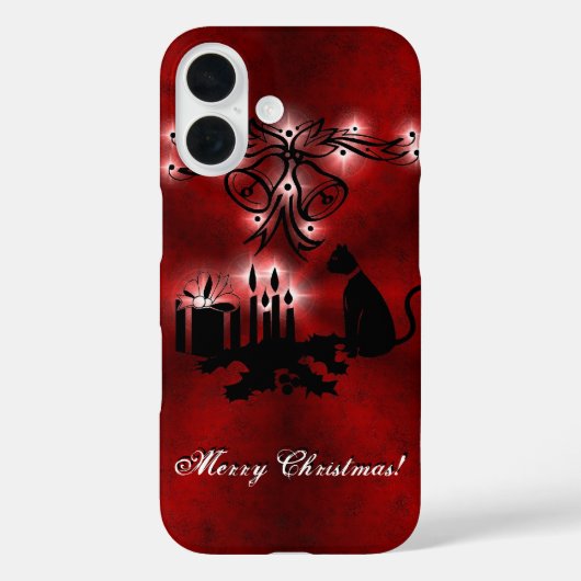 Coques Case-Mate iPhone Artdeco de Noël avec chat noir (Verso)