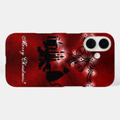 Coques Case-Mate iPhone Artdeco de Noël avec chat noir (Verso (horizontal))