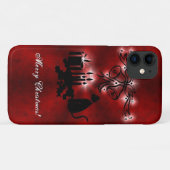 Coques Case-Mate iPhone Artdeco de Noël avec chat noir (Dos (Horizontal))