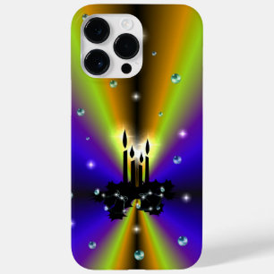 Coque Pour Pour iPhone 14 Pro Max Artdeco de Noël sur Arc-en-ciel jaune violet