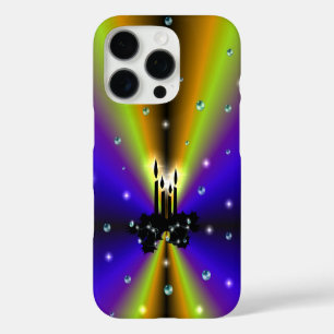 Coques iPhone 16 Pro Artdeco de Noël sur Arc-en-ciel jaune violet