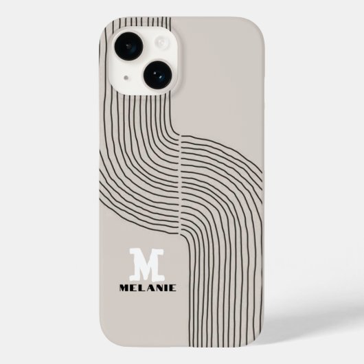 Coques Case-Mate iPhone Artistic aesthetic stripes minimal Monogram (Verso)