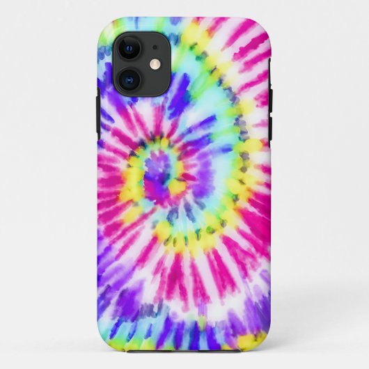 Coques Case-Mate iPhone Artsy Neon Rainbow Tie Dye Motif d'aquarelle (Dos)