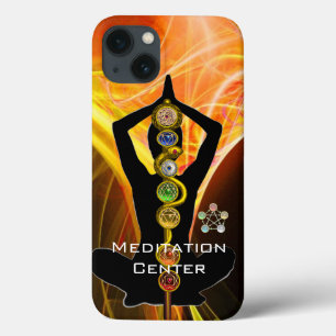 Etui iPhone 13 ASCLEPIUS ROD,7 CHAKRAS YOGA LOTUS POSE Jaune