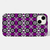 Coques Case-Mate iPhone Asexualité fierté / motif de fleurs miroir violet (Verso (horizontal))