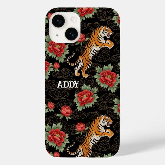 Coques Case-Mate iPhone Asian Floral Tiger Maximalist Unique Custom Name (Verso)