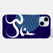 Coques Case-Mate iPhone Asiatique Bleu Yoga Moderne Zen Calligraphie Om Au (Verso (horizontal))