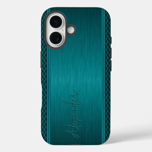 Coques Case-Mate iPhone Aspect Aluminium Brossé Vert Sarcelle Métallisé (Verso)