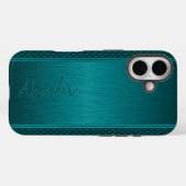 Coques Case-Mate iPhone Aspect Aluminium Brossé Vert Sarcelle Métallisé (Verso (horizontal))