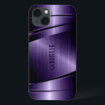 iPhone 13 Case Aspect brillant métallique bleu foncé en aluminium<br><div class="desc">Tons bleu foncé brillant design métallique en aluminium brossé look. monogramme personnalisé et optionnel. Design cool masculin. Disponible sur d'autres produits</div>
