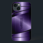 iPhone 13 Case Aspect brillant métallique bleu foncé en aluminium<br><div class="desc">Tons bleu foncé brillant design métallique en aluminium brossé look. monogramme personnalisé et optionnel. Design cool masculin. Disponible sur d'autres produits</div>