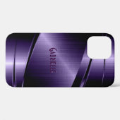 Coques Case-Mate iPhone Aspect d'aluminium brossé violet brillant (Verso (horizontal))