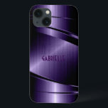 Etui iPhone Case-Mate Aspect d'aluminium brossé violet brillant<br><div class="desc">Aspect brillant violet métallique brossé aluminium. monogramme personnalisé et optionnel. Design cool masculin. Disponible sur d'autres produits</div>