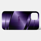 Coques Case-Mate iPhone Aspect d'aluminium brossé violet brillant (Verso (horizontal))
