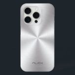 Coque iPhone 15 Pro Aspect en métal inoxydable brillant - Monogramme<br><div class="desc">Aspect brillant en acier inoxydable métallique,  texture métallique. monogramme personnalisé et optionnel. Le design est disponible sur d'autres produits et peut être demandé sur n'importe quel produit que nous offrons à Zazzle.</div>