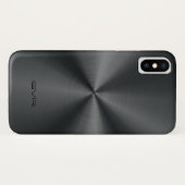 Coques Case-Mate iPhone Aspect métallique brillant noir acier inoxydable (Dos (Horizontal))