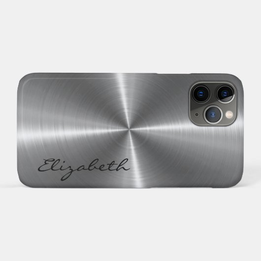 Coques Case-Mate iPhone Aspect métallique en acier inoxydable Chrome (Dos (Horizontal))