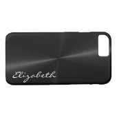 Coques Case-Mate iPhone Aspect métallique en acier inoxydable noir (Dos (Horizontal))