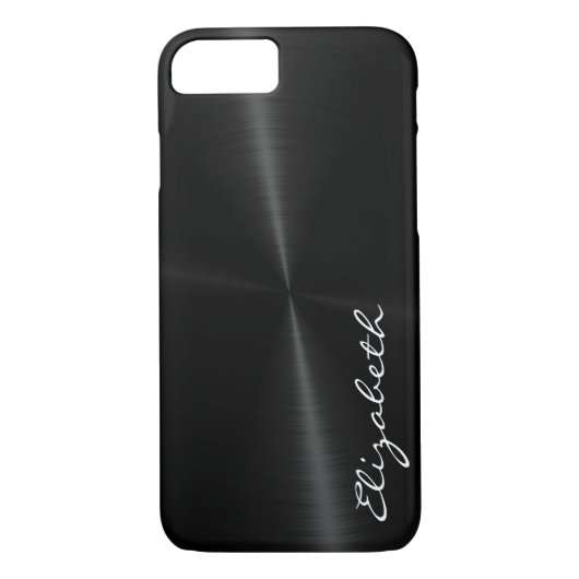 Coques Case-Mate iPhone Aspect métallique en acier inoxydable noir (Dos)