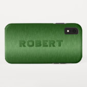 Coques Case-Mate iPhone Aspect métallique en aluminium brossé vert foncé (Dos (Horizontal))