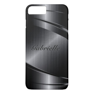 Coques Pour iPhone Aspect noir brillant en aluminium brossé