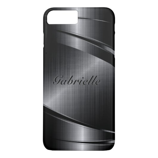 Coques Case-Mate iPhone Aspect noir brillant en aluminium brossé (Dos)