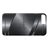 Coques Case-Mate iPhone Aspect noir brillant en aluminium brossé (Dos (Horizontal))