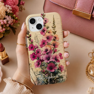 Coque Pour iPhone 15 Assez Chic Shabby Rose Fleur Sauvage Personnalisé