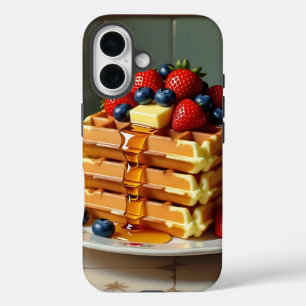 Coques iPhone 16 Assiette Antique de Gaufres aux Fraises 