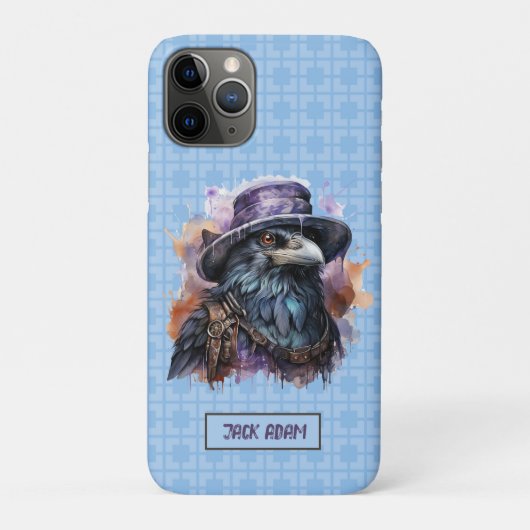 Coques Case-Mate iPhone Assistant Aquarelle Raven Bird Nom de la Personnal (Dos)