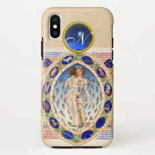 COQUE POUR iPhone XS ASTROLOGIE ANTIQUE, SIGNES ZODIAQUES MONOGRAMME BL