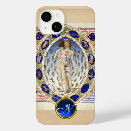 COQUES Case-Mate iPhone ASTROLOGIE ANTIQUE, SIGNES ZODIAQUES MONOGRAMME BL (Verso)