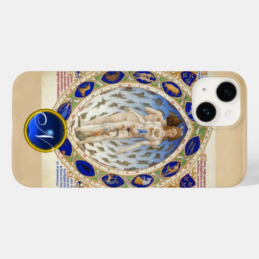 COQUES Case-Mate iPhone ASTROLOGIE ANTIQUE, SIGNES ZODIAQUES MONOGRAMME BL (Verso (horizontal))
